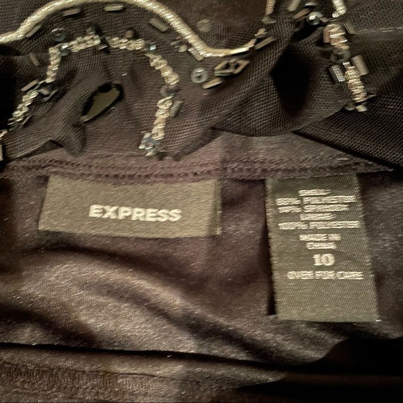Sparkle and shine in Silver Beaded Black Skirt, Sz 10, Side Zip, Vintage EXPRESS - Picture 16 of 16
